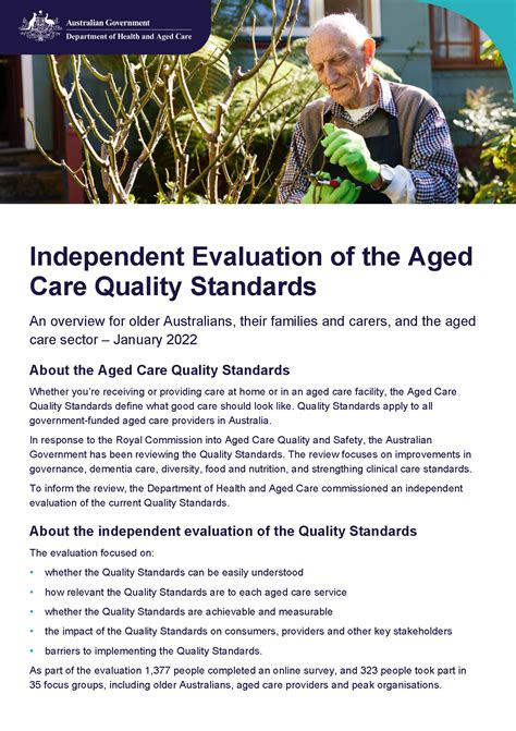 Overview of the standards - Department of Seniors, …