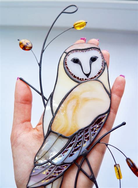 Owl Decor Stained Glass Window Hangings,Handm - eBay