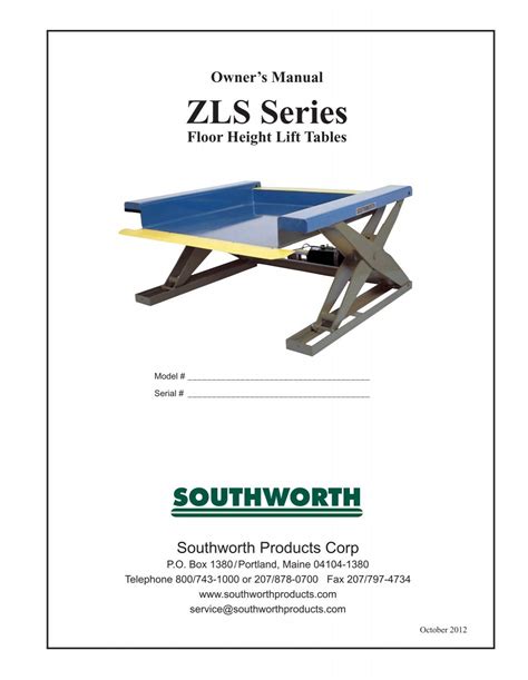 Owner’s Manual ZLS Series - Lift-Tables.net