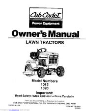 Owner manual for 1020 cub cadet tractor. - 1985 honda magna vf 750 service manual.