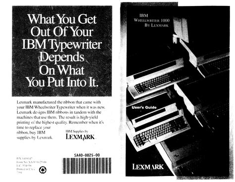 Owner manual for lexmark wheelwriter 1000. - Antitrust discovery handbook antitrust discovery handbook.