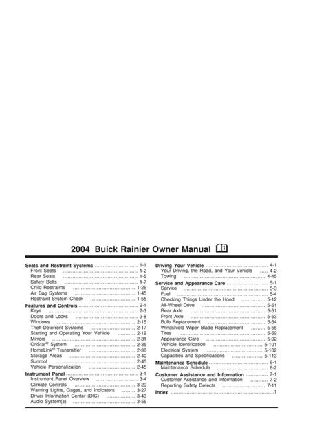 Owners manual for 2004 buick ranier. - Manual de profesores de matemáticas védicas.
