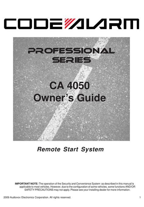 Owners manual for a code alarm ca 4050. - Free haynes ford territory repair manuals.