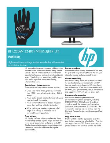 Owners manual for an hp l2208w monitor. - Familiale beziehungen, familienalltag und soziale netzwerke.