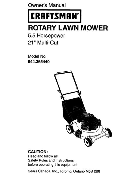 Owners manual for craftsman lawn mower 944. - Chant de la terre/chant de l'eau.