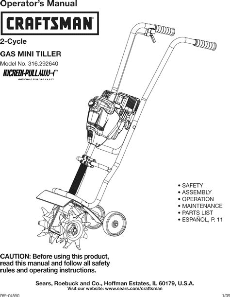 Owners manual for craftsman mini tiller. - Ventilador newport ht50 manual de servicio.
