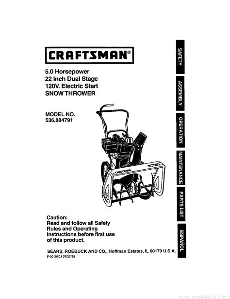 Owners manual for craftsman snow blower. - Panasonic tc p65s1 plasma hdtv service manual.