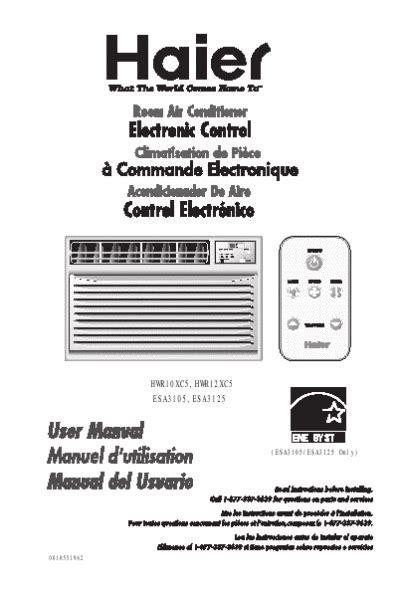 Owners manual for haier room air conditioner. - Recherches sur les berbères 1929/30 (& 1931)..