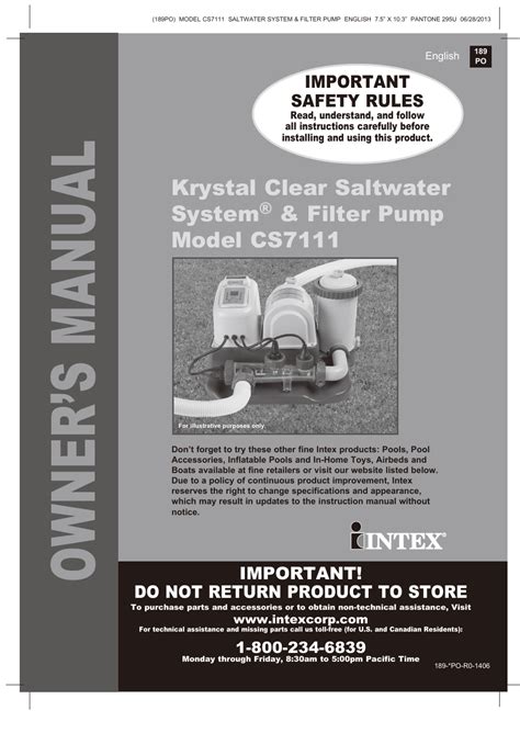 Owners manual for intex saltwater system. - Bosch tankless water heater owners manual.