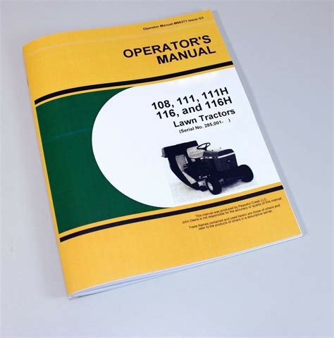 Owners manual for john deere 111. - Manual on ehv substation equipment maintenance.