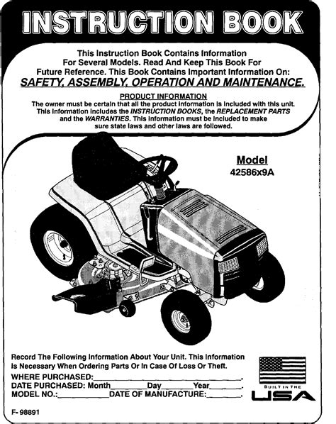 Owners manual for murray riding lawn mower. - L' an i et l'apprentissage de la démocratie.