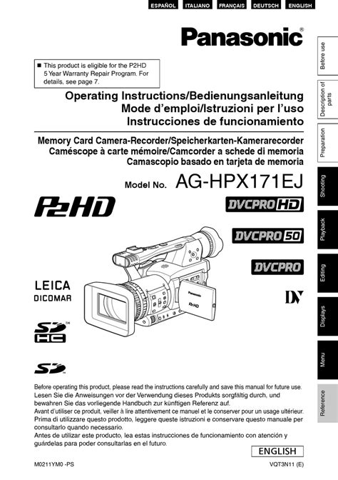 Owners manual panasonic ag hpx 170. - Yamaha rx v870 receiver owners manual.