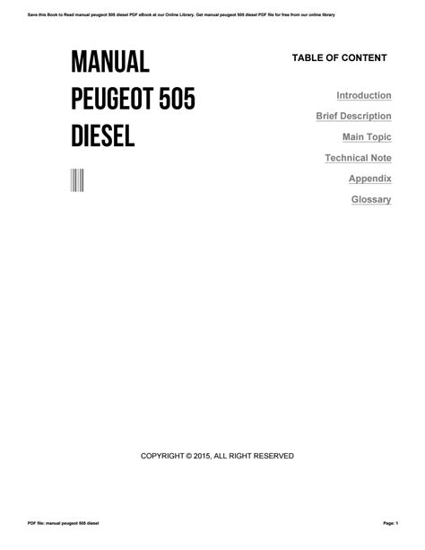Owners manual peugeot 505 break diesel. - Manual de la bomba cuaternaria agilent 1100 hplc.