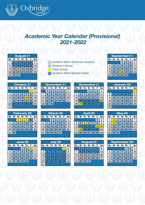Oxbridge Academy Calendar