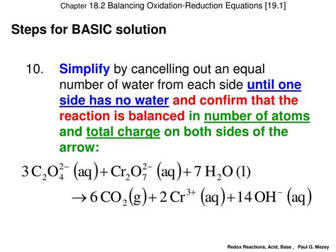 Oxidation Reduction In Basic Solution