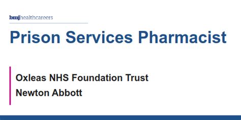 Oxleas NHS Foundation Trust hiring Prisons services clinical pharmacist …