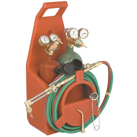 This Portable Welding Oxygen/Acetylene Torch Kit comes with oxygen/acetylene regulators, tanks and a brass torch, safe and ideal for steel welding, brazing, cutting, bending and forming in light duty industrial or artistic settings such as automotive, air conditioning and refrigerator repair or artistic metal sculpting.
