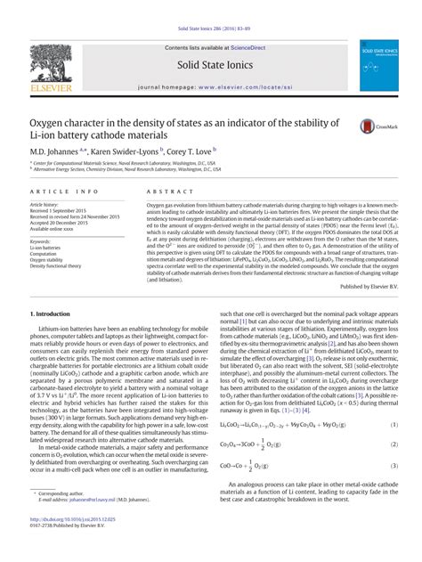 Oxygen character in the density of states as an indicator of the ...