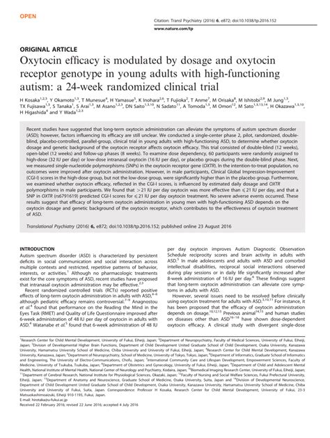 Oxytocin efficacy is modulated by dosage and oxytocin receptor …