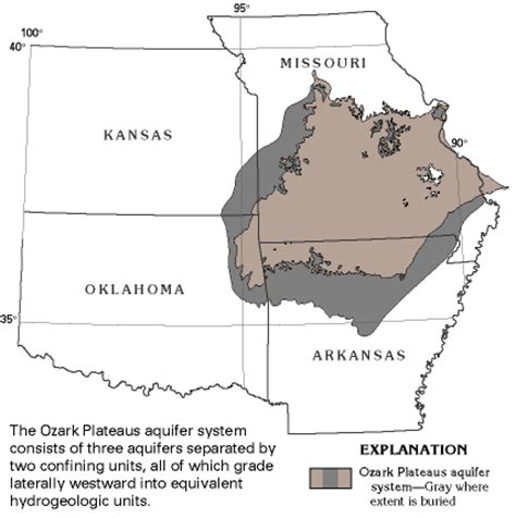 The map area is in the Ozark plateaus region