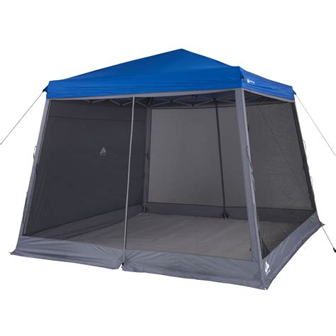 Product details. Make your next tailgate, campout or backyard party more enjoyable with the Ozark Trail 10' x 10' Simple Push Straight Leg Canopy. The new Simple Push technology allows this canopy to be set up with ease in just 60 seconds. One person can use the Simple Push handle to extend the canopy, so it is ready for use.. 