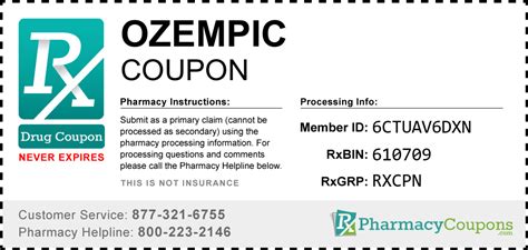 Ozempic coupon card. 
