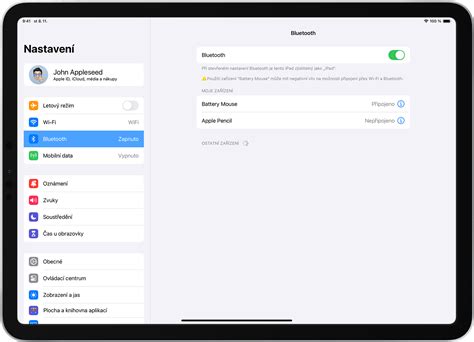 Připojení Bluetooth myši nebo trackpadu k iPadu