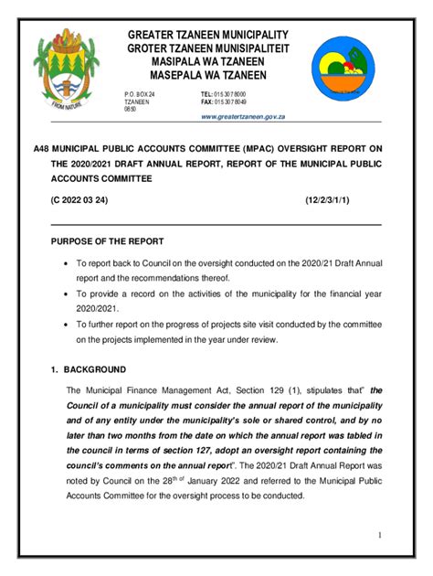 P a g e 1 OVERSIGHT REPORT OF THE MPAC OF MODIMOLLE …