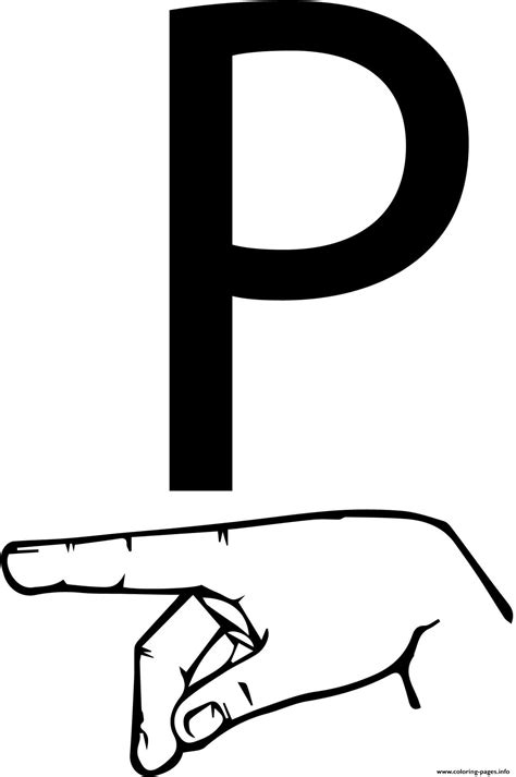 P in sign language. Meaning: The 17th letter of the English alphabet, a consonant. Pronunciation (sign description): Dominant forefinger and thumb are extended in parallel pointing downward (i.e. the palm faces down) while the rest of other fingers are closed. Tip for beginners: The handshape is the same as the manual letter "G" but the palm orientation is different. 
