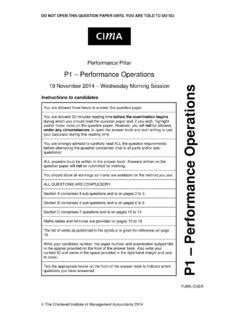 P1 Performance Operations Cima Chartered Institute Of