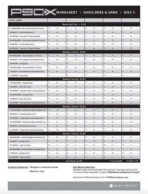 P90X Shoulders And Arms Worksheet db excel com
