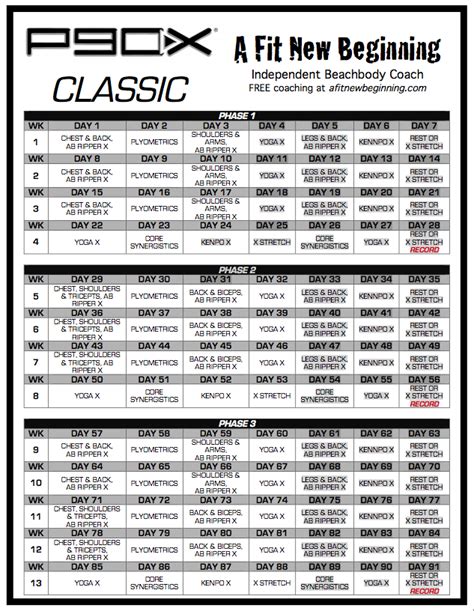 P90x Workout Schedule Excel Log Sheet WorkoutWalls