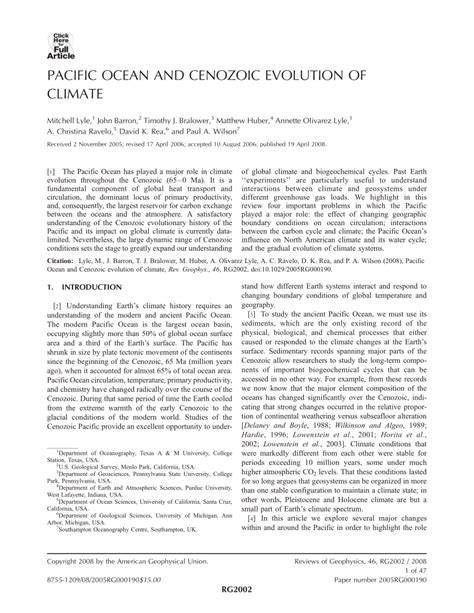Pacific Ocean and Cenozoic evolution of climate - raincitystudios.com