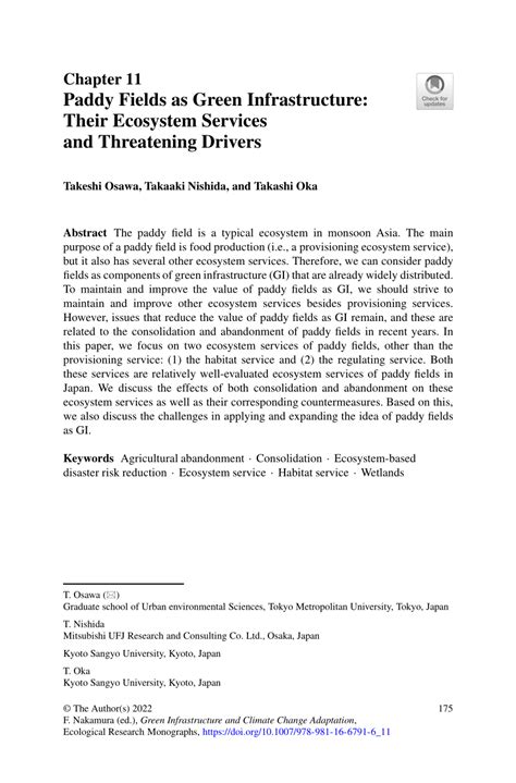 Paddy Fields as Green Infrastructure: Their Ecosystem ... - Springer - wintechmobiles.com