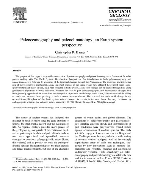 Paleoceanography and paleoclimatology: an Earth system perspective - raincitystudios.com