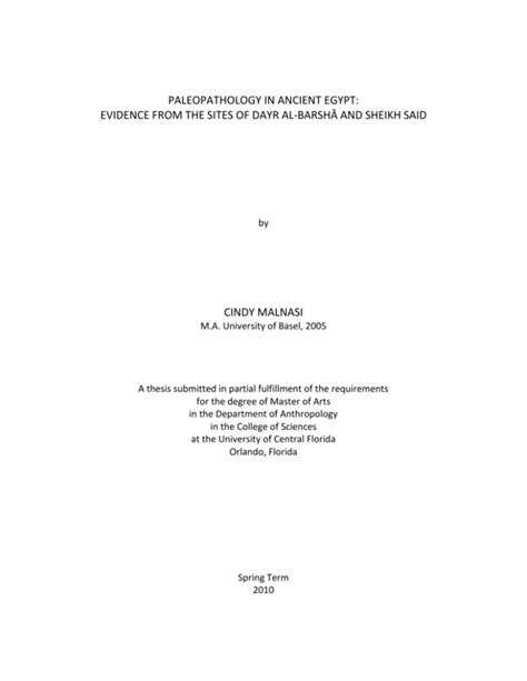 Paleopathology In Ancient Eygpt: Evidence From The Sites Of Dayr Al ... - wintechmobiles.com