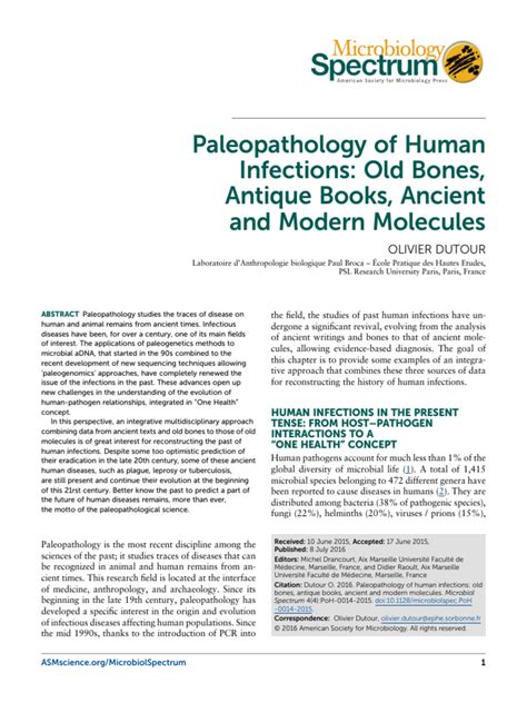 Paleopathology of Human Infections: Old Bones, Antique Books, Ancient ... - wintechmobiles.com