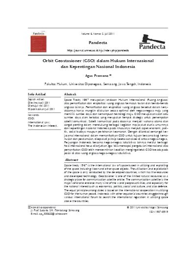 Pandecta Orbit Geostasioner (GSO) dalam Hukum Internasional dan ... - wintechmobiles.com