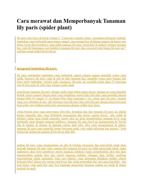 Panduan Merawat Tanaman Lili Paris | PDF - Scribd - raincitystudios.com