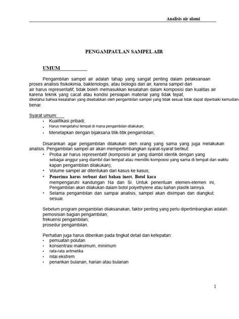 Panduan Pengambilan Sampel Air Alami | PDF - Scribd - raincitystudios.com