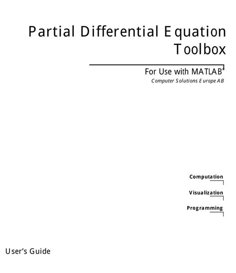 Partial Differential Equation Toolbox User's Guide - Chalmers - wintechmobiles.com