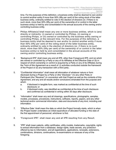 PARTNERSHIP PROJECT AGREEMENT in Word and Pdf formats page 2 of 8