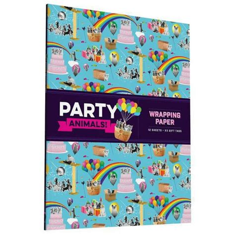 PARTY ANIMALS! WRAPPING PAPER: 12 SHEETS + 24 GIFT TAGS…