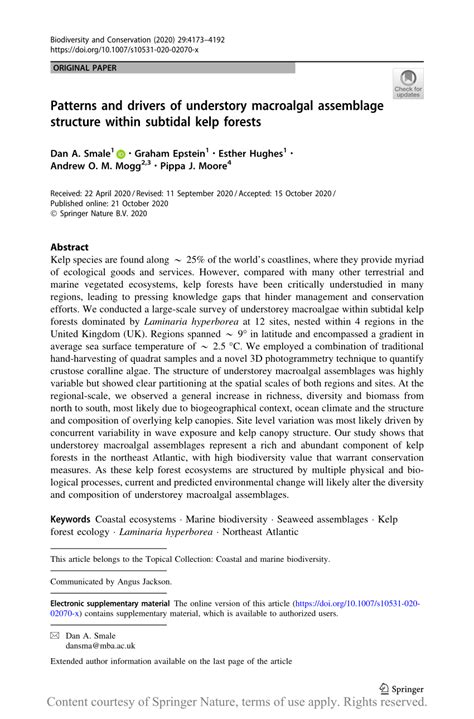 Patterns and drivers of understory macroalgal assemblage structure ... - muktibox.com