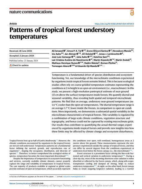 Patterns of tropical forest understory temperatures - PMC - raincitystudios.com