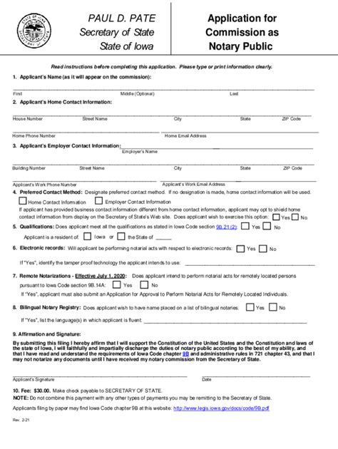 PAUL D. PATE Application for - National Notary