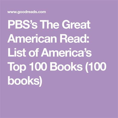 PBS’s The Great American Read: List of America’s Top …