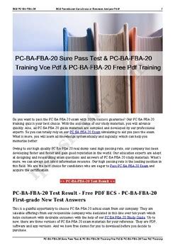 PC-BA-FBA-20 Pass Test Guide