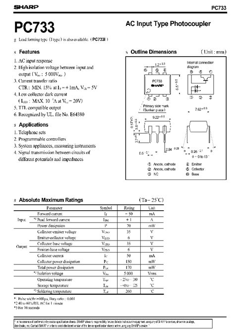 PC733 AC Input Type Photocoupler - semiee.com