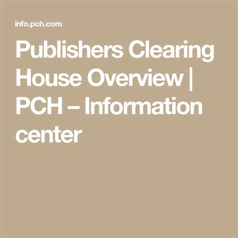 PCH Overview – PCH Information Center